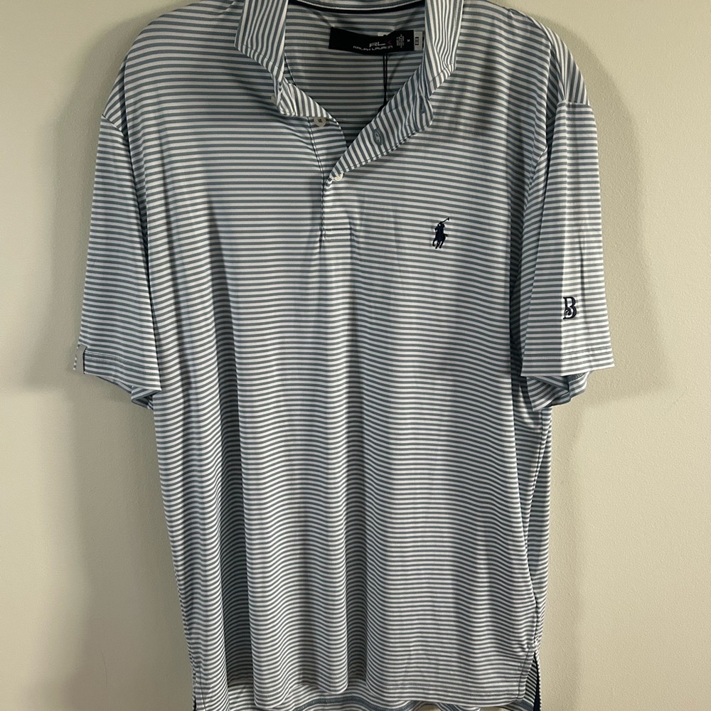 Ralph Lauren Men's Gray Striped Polo Shirt medium